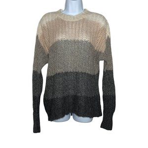 American Eagle Outfitters AEO Striped Sheer Hi Low Pullover Wool Sweater S